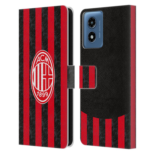 AC Milan 2025/26 Crest Kit Home Leather Book Wallet Case Cover For Motorola Moto G Play (2024)