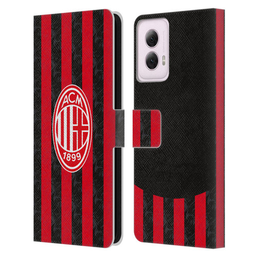 AC Milan 2025/26 Crest Kit Home Leather Book Wallet Case Cover For Motorola Moto G Power (2024)