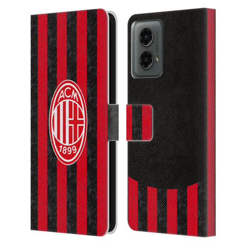 AC Milan 2025/26 Crest Kit Home Leather Book Wallet Case Cover For Motorola Moto G (2024)