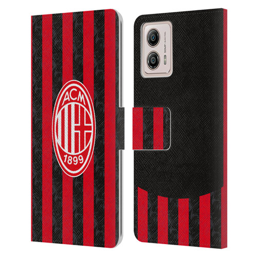 AC Milan 2025/26 Crest Kit Home Leather Book Wallet Case Cover For Motorola Moto G53 5G