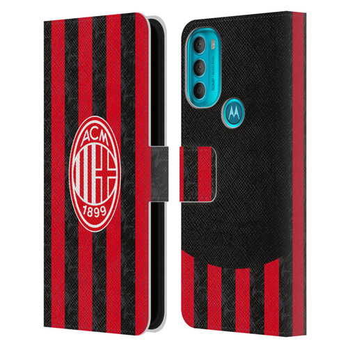 AC Milan 2025/26 Crest Kit Home Leather Book Wallet Case Cover For Motorola Moto G71 5G
