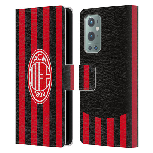 AC Milan 2025/26 Crest Kit Home Leather Book Wallet Case Cover For OnePlus 9