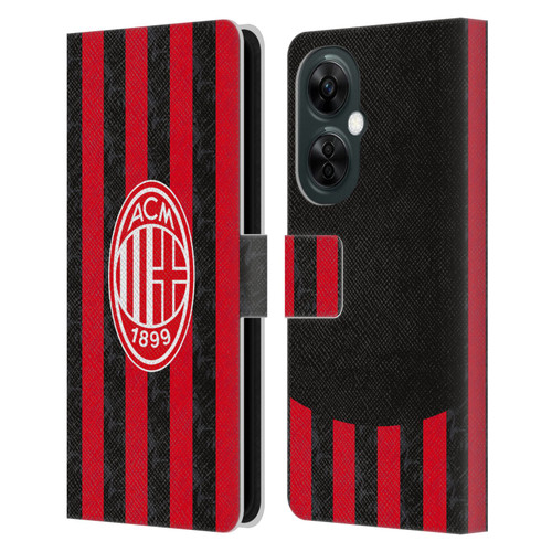 AC Milan 2025/26 Crest Kit Home Leather Book Wallet Case Cover For OnePlus Nord N30