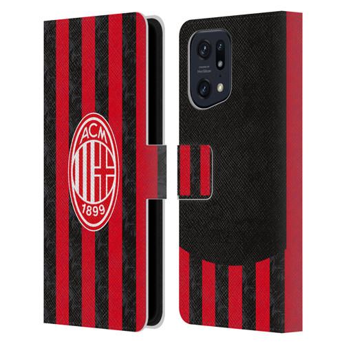 AC Milan 2025/26 Crest Kit Home Leather Book Wallet Case Cover For OPPO Find X5