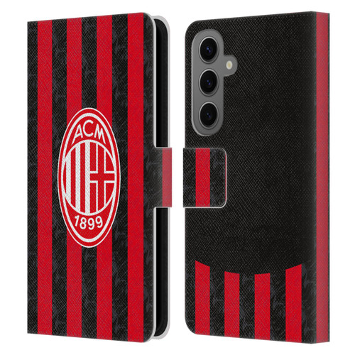 AC Milan 2025/26 Crest Kit Home Leather Book Wallet Case Cover For Samsung Galaxy S25