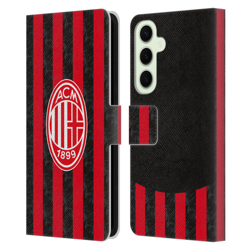 AC Milan 2025/26 Crest Kit Home Leather Book Wallet Case Cover For Samsung Galaxy S25+