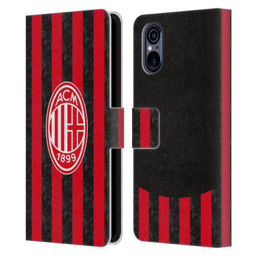 AC Milan 2025/26 Crest Kit Home Leather Book Wallet Case Cover For Sony Xperia 5 V 5G