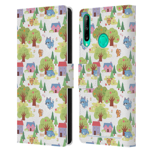 Tom and Jerry Gokko Graphics Trees Pattern Leather Book Wallet Case Cover For Huawei P40 lite E