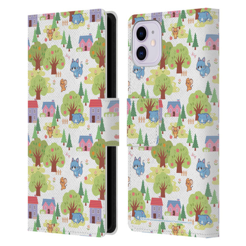 Tom and Jerry Gokko Graphics Trees Pattern Leather Book Wallet Case Cover For Apple iPhone 11