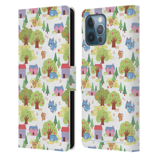 Tom and Jerry Gokko Graphics Trees Pattern Leather Book Wallet Case Cover For Apple iPhone 12 Pro Max