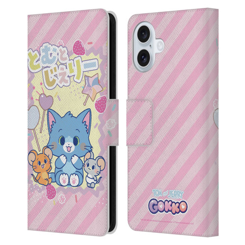 Tom and Jerry Gokko Graphics Character Art Leather Book Wallet Case Cover For Apple iPhone 16 Plus