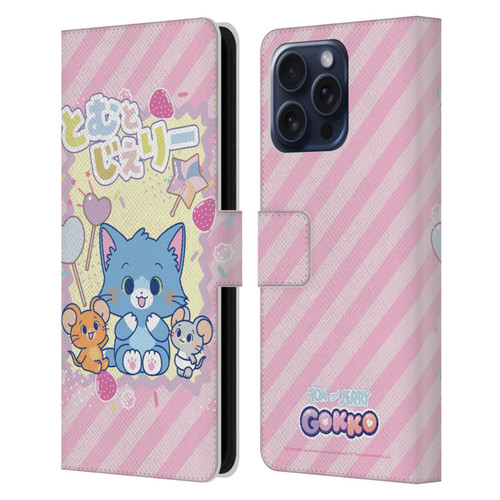 Tom and Jerry Gokko Graphics Character Art Leather Book Wallet Case Cover For Apple iPhone 16 Pro Max
