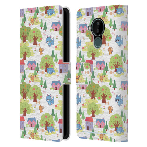 Tom and Jerry Gokko Graphics Trees Pattern Leather Book Wallet Case Cover For Nokia C30
