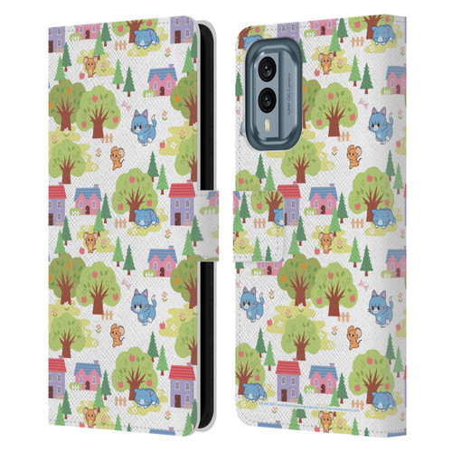 Tom and Jerry Gokko Graphics Trees Pattern Leather Book Wallet Case Cover For Nokia X30