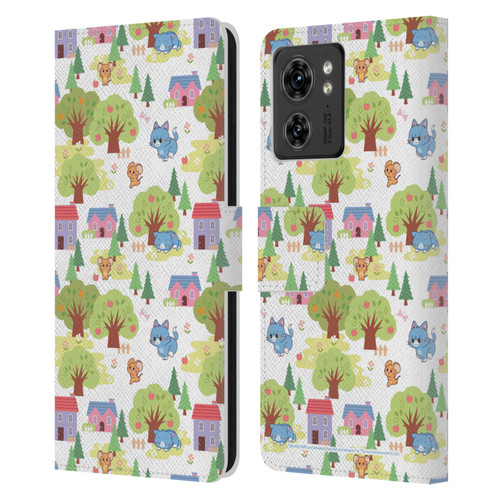 Tom and Jerry Gokko Graphics Trees Pattern Leather Book Wallet Case Cover For Motorola Moto Edge 40/Edge (2023)