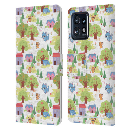 Tom and Jerry Gokko Graphics Trees Pattern Leather Book Wallet Case Cover For Motorola Moto Edge 40 Pro/Plus 2023