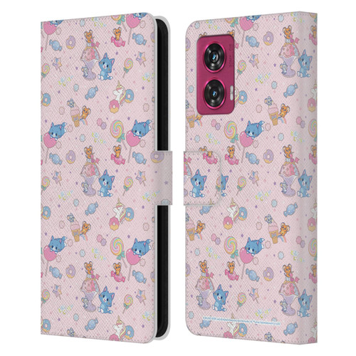 Tom and Jerry Gokko Graphics Sweets Pattern Leather Book Wallet Case Cover For Motorola Edge 50 Fusion