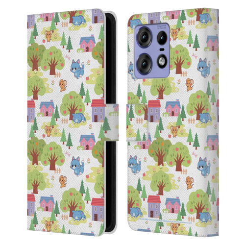 Tom and Jerry Gokko Graphics Trees Pattern Leather Book Wallet Case Cover For Motorola Edge 50 Pro