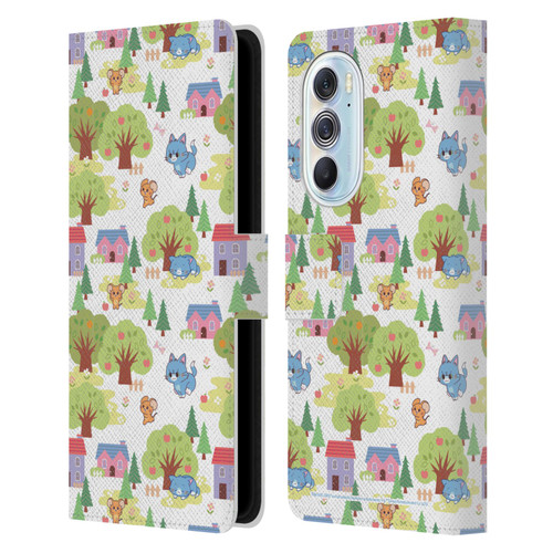 Tom and Jerry Gokko Graphics Trees Pattern Leather Book Wallet Case Cover For Motorola Edge X30