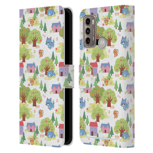 Tom and Jerry Gokko Graphics Trees Pattern Leather Book Wallet Case Cover For Motorola Moto G60 / Moto G40 Fusion