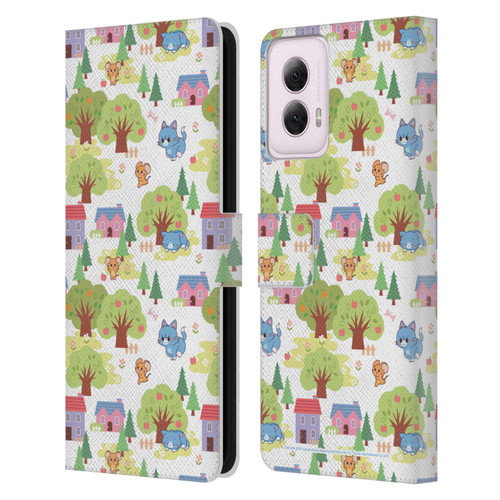 Tom and Jerry Gokko Graphics Trees Pattern Leather Book Wallet Case Cover For Motorola Moto G Power (2024)