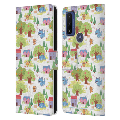 Tom and Jerry Gokko Graphics Trees Pattern Leather Book Wallet Case Cover For Motorola G Pure