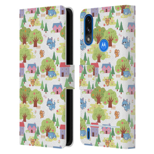 Tom and Jerry Gokko Graphics Trees Pattern Leather Book Wallet Case Cover For Motorola Moto E7 Power / Moto E7i Power