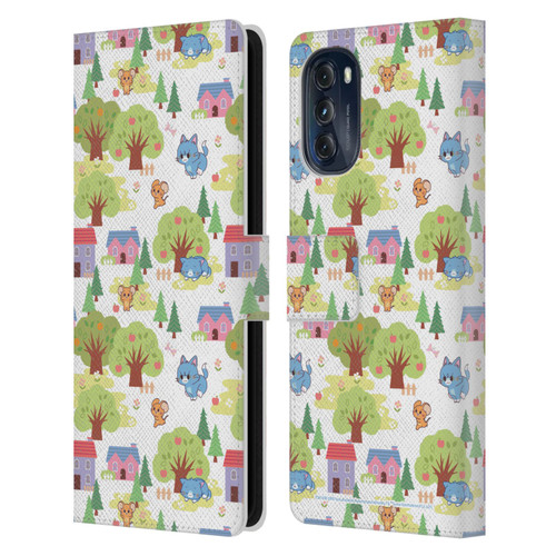 Tom and Jerry Gokko Graphics Trees Pattern Leather Book Wallet Case Cover For Motorola Moto G (2022)