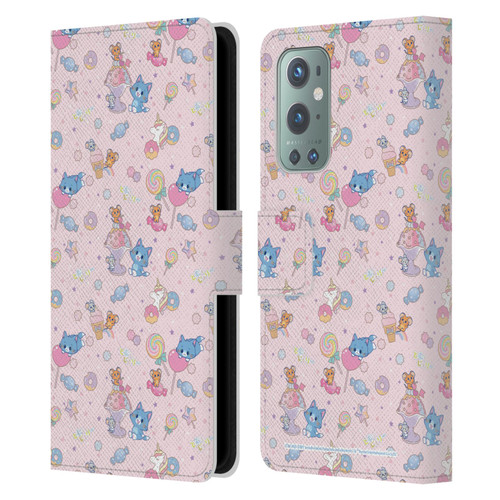 Tom and Jerry Gokko Graphics Sweets Pattern Leather Book Wallet Case Cover For OnePlus 9