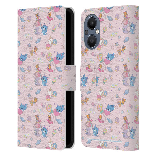 Tom and Jerry Gokko Graphics Sweets Pattern Leather Book Wallet Case Cover For OnePlus Nord N20 5G