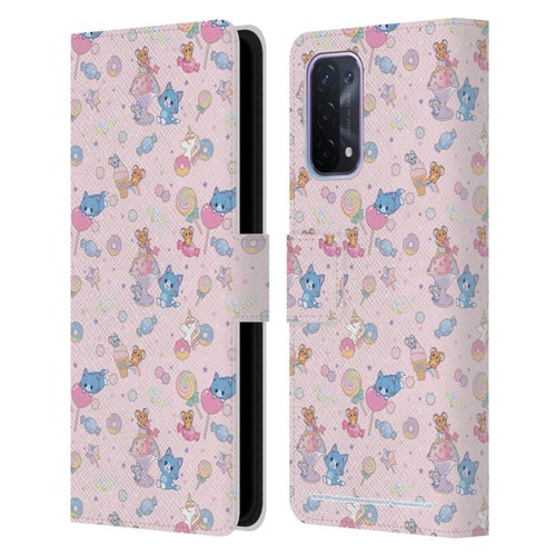 Tom and Jerry Gokko Graphics Sweets Pattern Leather Book Wallet Case Cover For OPPO A54 5G