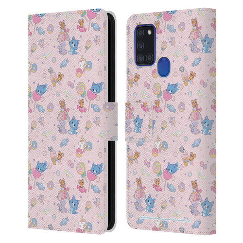 Tom and Jerry Gokko Graphics Sweets Pattern Leather Book Wallet Case Cover For Samsung Galaxy A21s (2020)