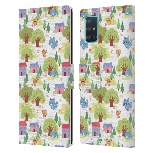 Tom and Jerry Gokko Graphics Trees Pattern Leather Book Wallet Case Cover For Samsung Galaxy A51 (2019)