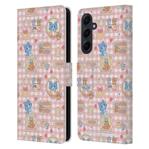 Tom and Jerry Gokko Graphics Baking Pattern Leather Book Wallet Case Cover For Samsung Galaxy A55 5G