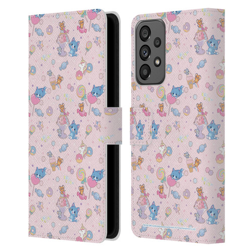 Tom and Jerry Gokko Graphics Sweets Pattern Leather Book Wallet Case Cover For Samsung Galaxy A73 5G (2022)