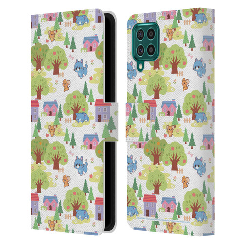 Tom and Jerry Gokko Graphics Trees Pattern Leather Book Wallet Case Cover For Samsung Galaxy F62 (2021)