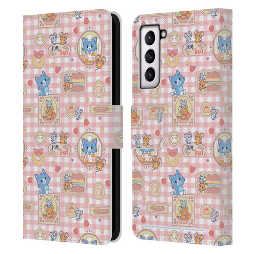 Tom and Jerry Gokko Graphics Baking Pattern Leather Book Wallet Case Cover For Samsung Galaxy S21 5G