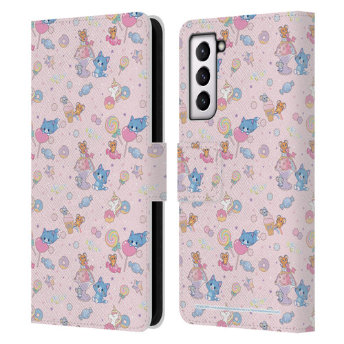 Tom and Jerry Gokko Graphics Sweets Pattern Leather Book Wallet Case Cover For Samsung Galaxy S21 5G