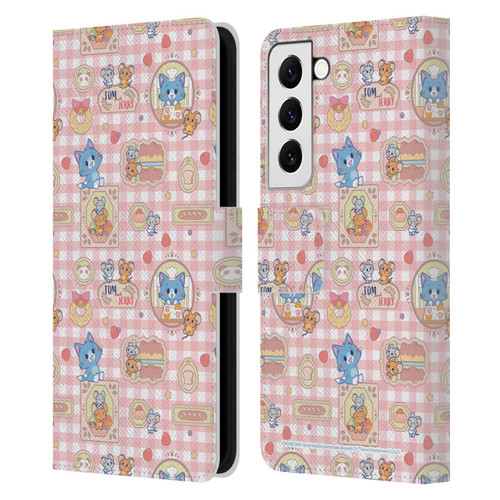 Tom and Jerry Gokko Graphics Baking Pattern Leather Book Wallet Case Cover For Samsung Galaxy S22 5G