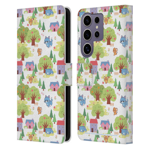 Tom and Jerry Gokko Graphics Trees Pattern Leather Book Wallet Case Cover For Samsung Galaxy S25 Ultra