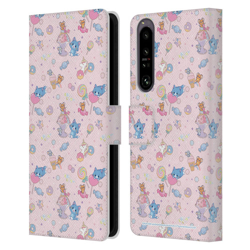 Tom and Jerry Gokko Graphics Sweets Pattern Leather Book Wallet Case Cover For Sony Xperia 1 IV