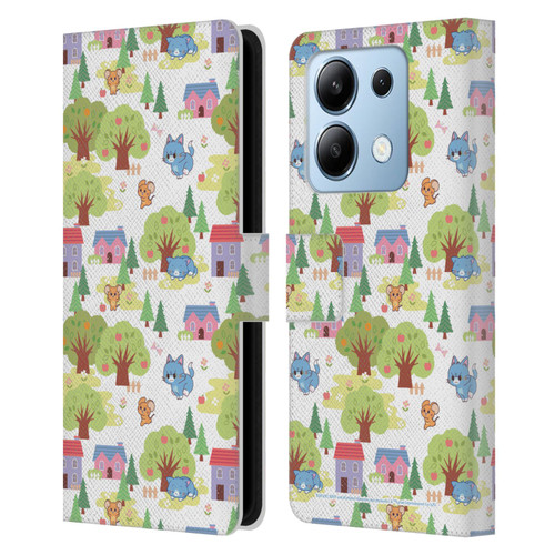 Tom and Jerry Gokko Graphics Trees Pattern Leather Book Wallet Case Cover For Xiaomi Redmi Note 13/13 Pro 5G