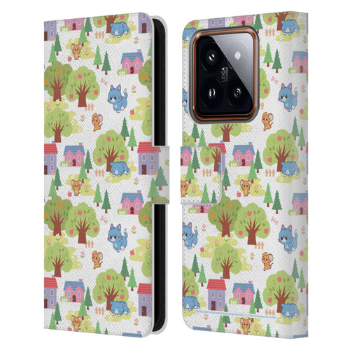 Tom and Jerry Gokko Graphics Trees Pattern Leather Book Wallet Case Cover For Xiaomi 14