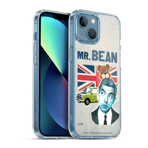 Mr. Bean London Art With Teddy Soft Gel Case for Apple iPhone 13 Mini & MagSafe