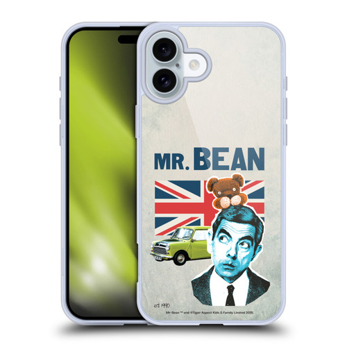Mr. Bean London Art With Teddy Soft Gel Case for Apple iPhone 16 Plus