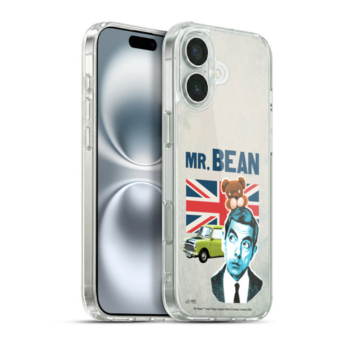 Mr. Bean London Art With Teddy Soft Gel Case for Apple iPhone 16 Plus & MagSafe
