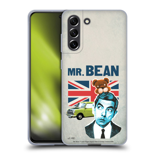 Mr. Bean London Art With Teddy Soft Gel Case for Samsung Galaxy S21 FE 5G