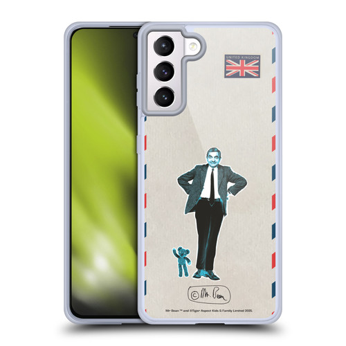 Mr. Bean London Art Postcard Soft Gel Case for Samsung Galaxy S21+ 5G
