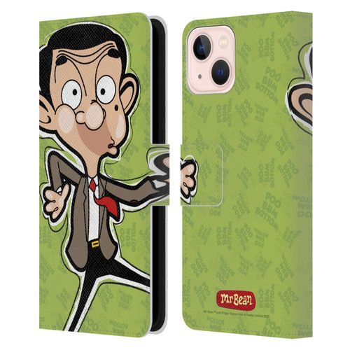 Mr. Bean: The Animated Series Graphic Art Face Leather Book Wallet Case Cover For Apple iPhone 13