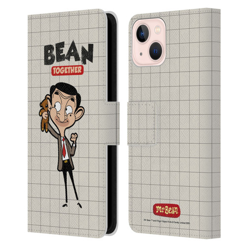 Mr. Bean: The Animated Series Graphic Art With Teddy Leather Book Wallet Case Cover For Apple iPhone 13